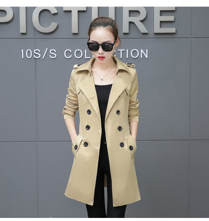 Slim Women Trench Coat Plus Size Mid-length