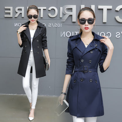 Slim Women Trench Coat Plus Size Mid-length