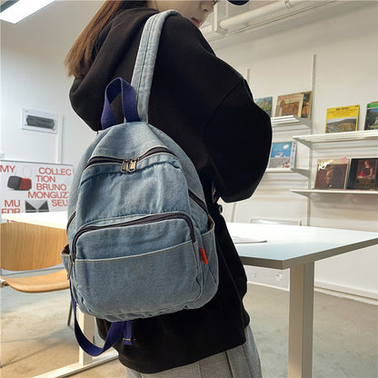 Women's Washed Denim Canvas Backpack