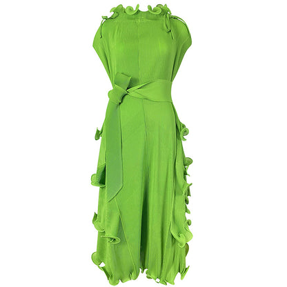 Autumn Short Sleeve Pleated Design Affordable Luxury Fashion Female Dress