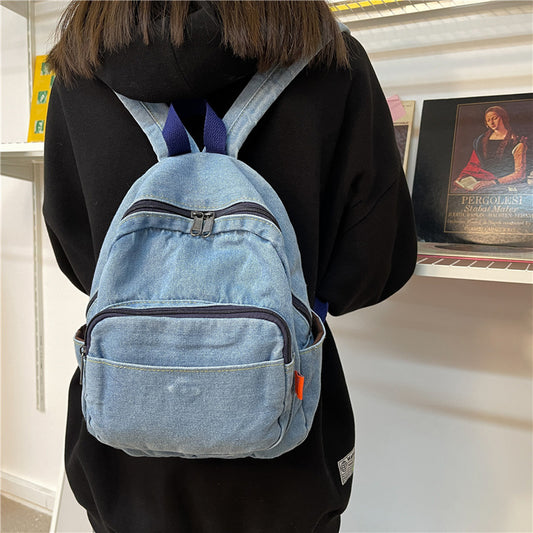 Women's Washed Denim Canvas Backpack