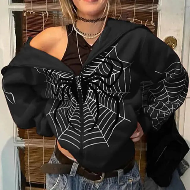 Streetwear Hoodie Spider Web