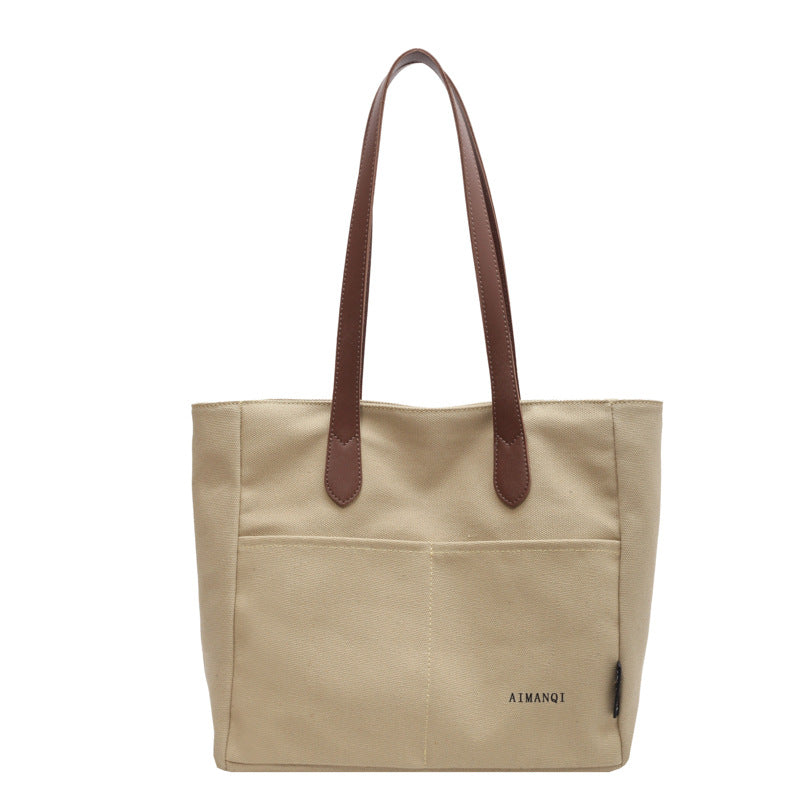 Canvas Texture Niche Shoulder Tote Bag