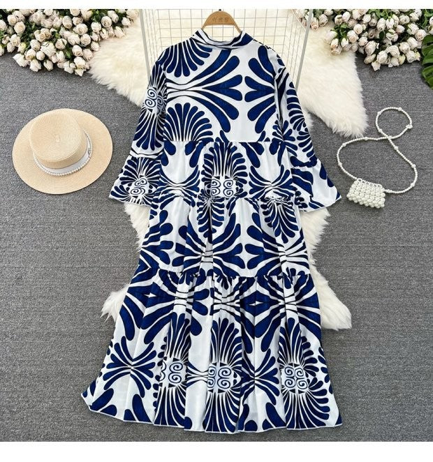 Women's  V-neck Printed Dress