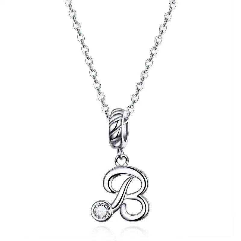 Silver Letter A to Z Pendant Necklace - Fashionista Finesse