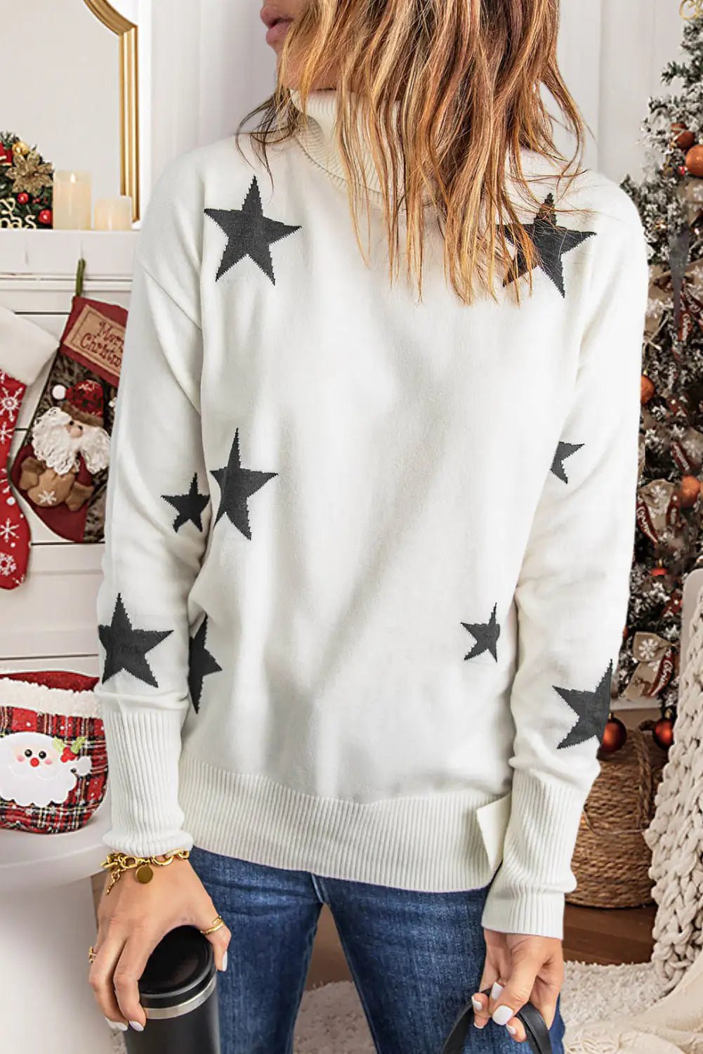 Star Print Sweater - Fashionista Finesse