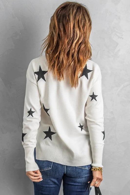 Star Print Sweater - Fashionista Finesse