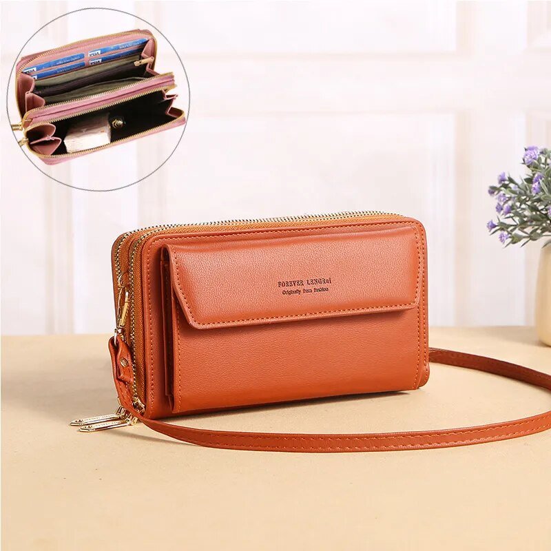 Women's Leather Double Layer Shoulder Bag - Fashionista Finesse