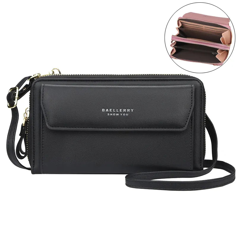Women's Leather Double Layer Shoulder Bag - Fashionista Finesse