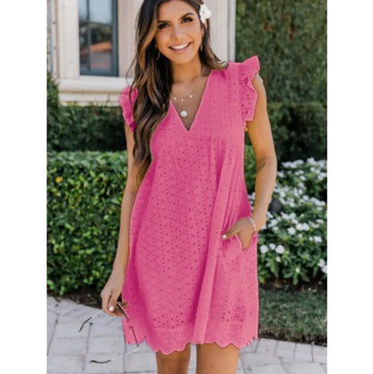 Romantic Lace Hollow Out V-Neck Dress