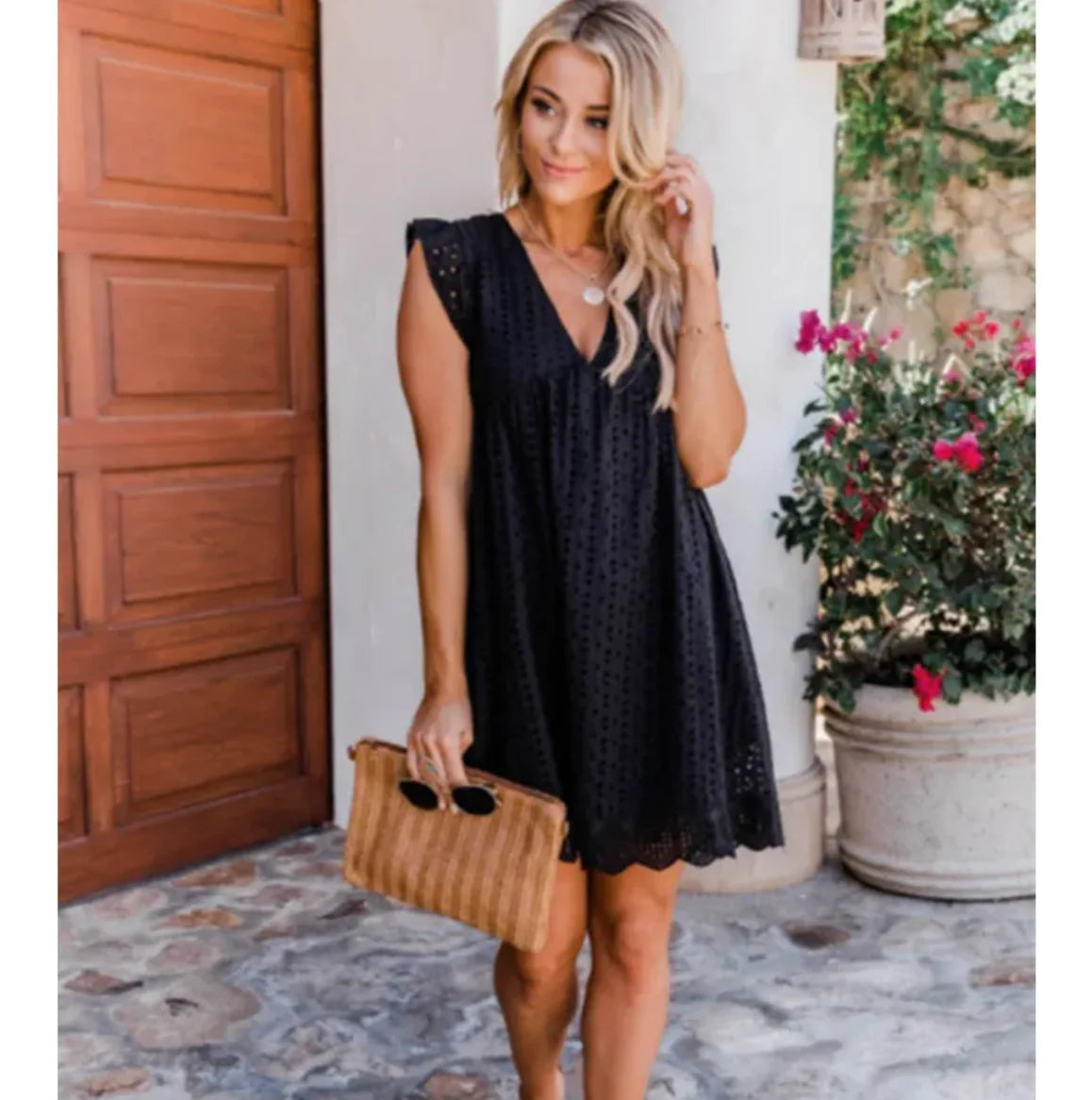 Romantic Lace Hollow Out V-Neck Dress