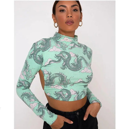 Dragon Printed Crop Top - Fashionista Finesse