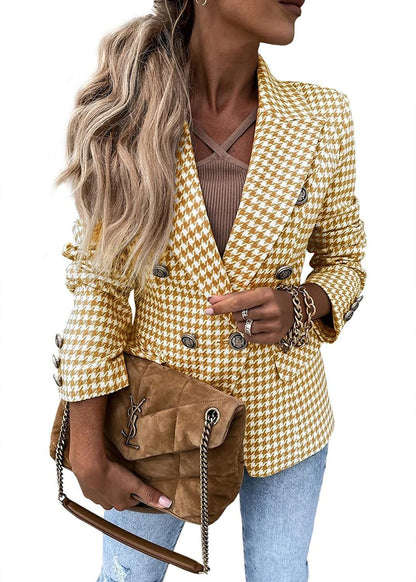 Houndstooth Printed Casual Coat - Fashionista Finesse