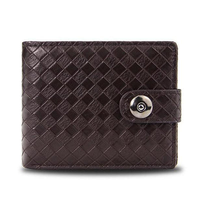 Men's Retro Woven Pattern Leather Wallet - Fashionista Finesse