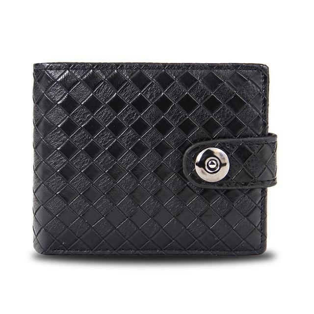 Men's Retro Woven Pattern Leather Wallet - Fashionista Finesse