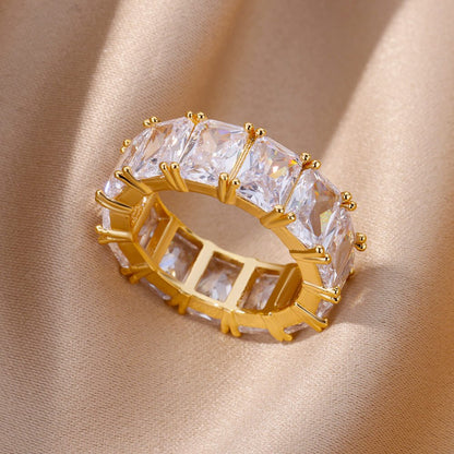 Rectangle Zircon Rings - Fashionista Finesse