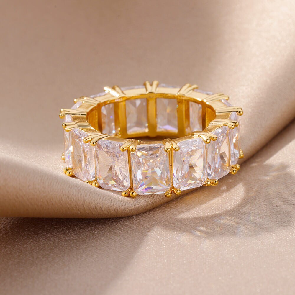 Rectangle Zircon Rings - Fashionista Finesse