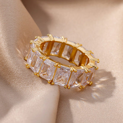 Rectangle Zircon Rings - Fashionista Finesse