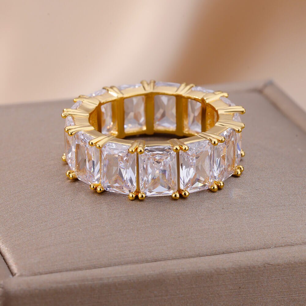 Rectangle Zircon Rings - Fashionista Finesse