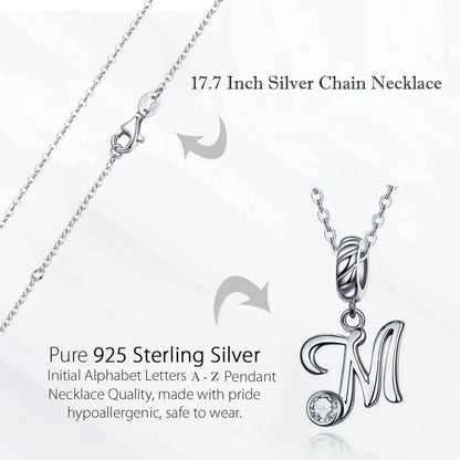 Silver Letter A to Z Pendant Necklace - Fashionista Finesse