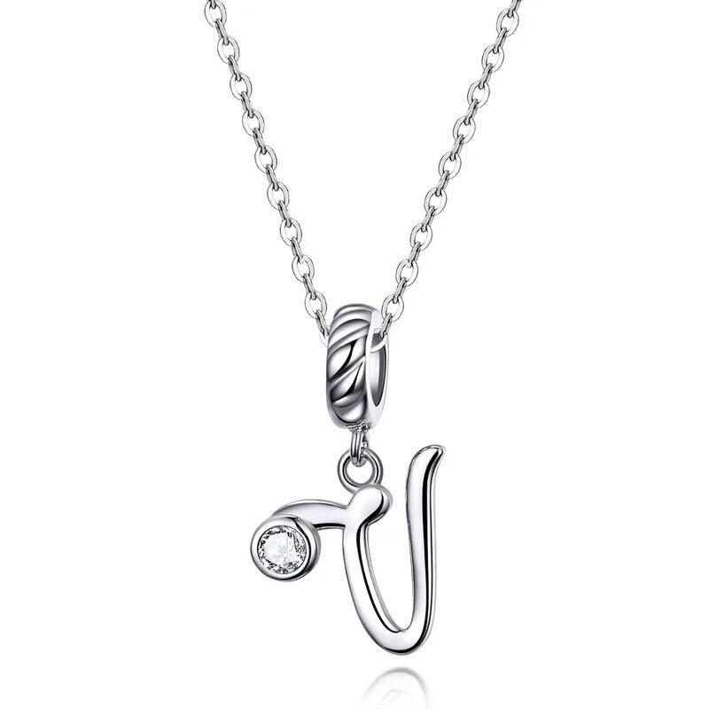 Silver Letter A to Z Pendant Necklace - Fashionista Finesse