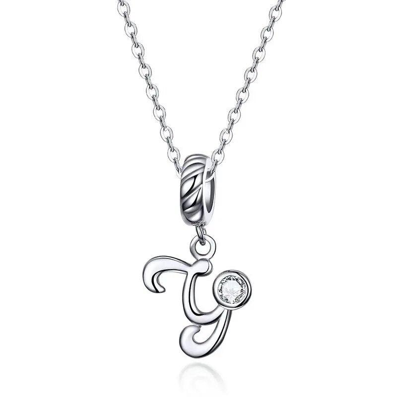 Silver Letter A to Z Pendant Necklace - Fashionista Finesse