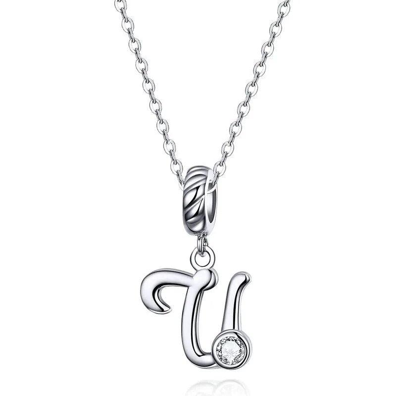 Silver Letter A to Z Pendant Necklace - Fashionista Finesse