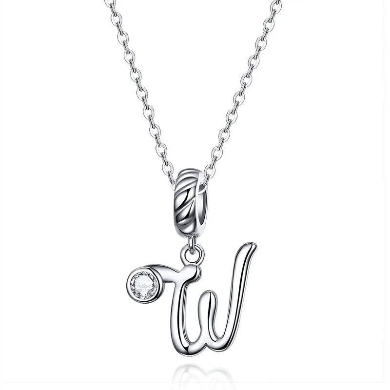 Silver Letter A to Z Pendant Necklace - Fashionista Finesse