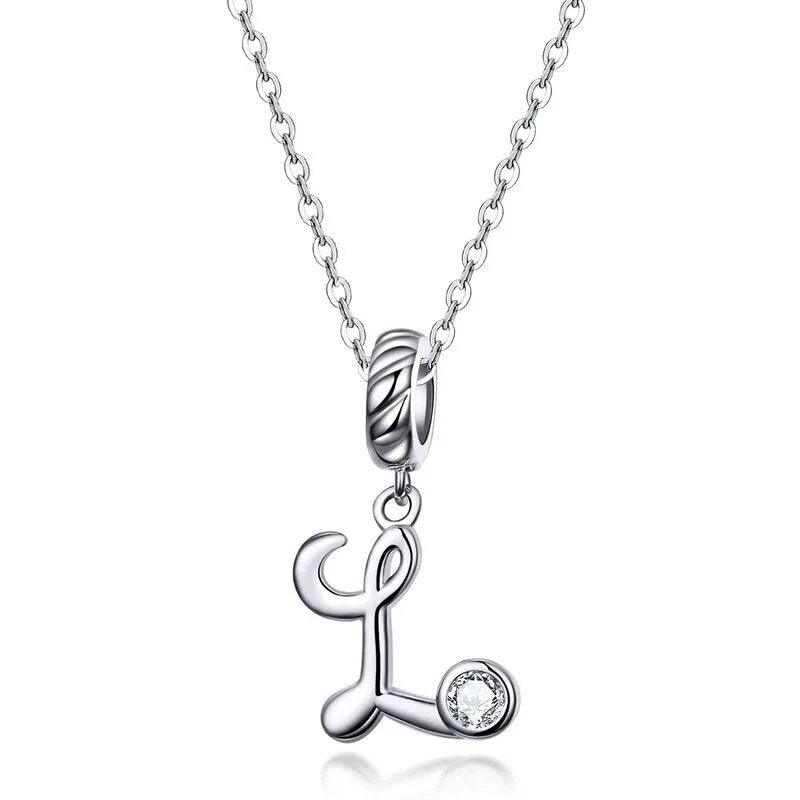 Silver Letter A to Z Pendant Necklace - Fashionista Finesse