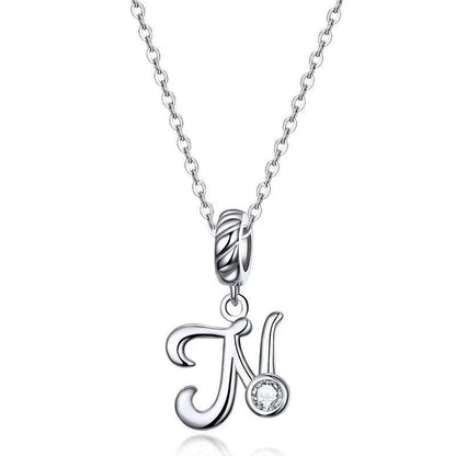 Silver Letter A to Z Pendant Necklace - Fashionista Finesse