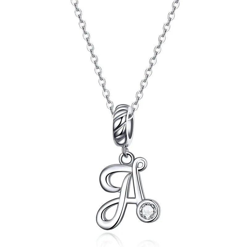 Silver Letter A to Z Pendant Necklace - Fashionista Finesse