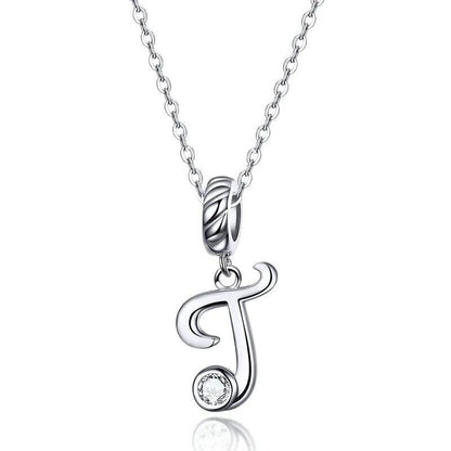 Silver Letter A to Z Pendant Necklace - Fashionista Finesse