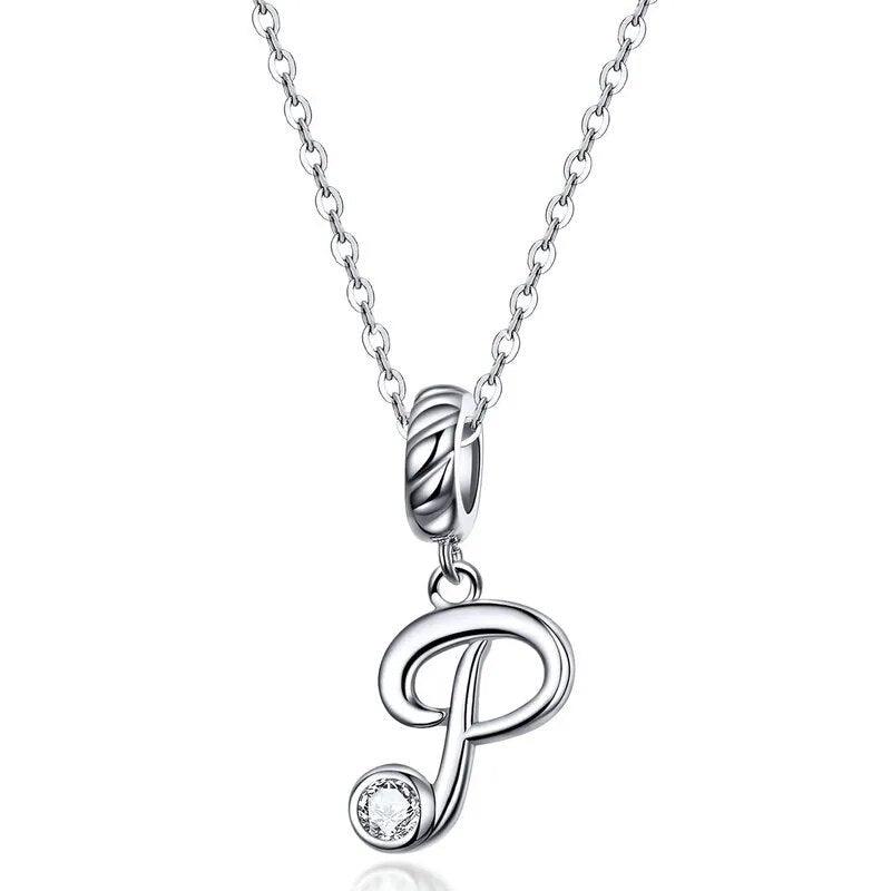 Silver Letter A to Z Pendant Necklace - Fashionista Finesse