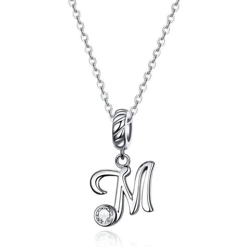 Silver Letter A to Z Pendant Necklace - Fashionista Finesse