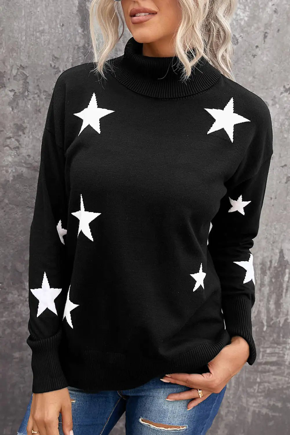 Star Print Sweater - Fashionista Finesse