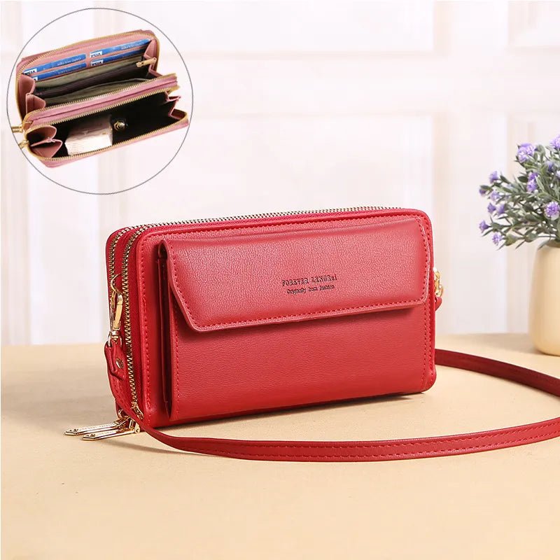 Women's Leather Double Layer Shoulder Bag - Fashionista Finesse